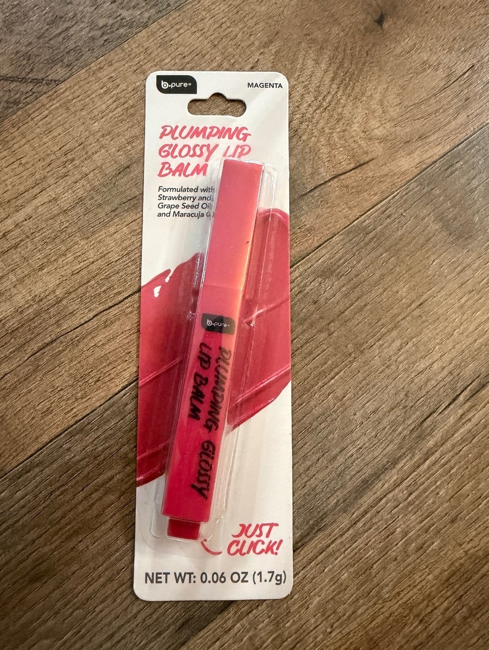 b.pure Plumping Glossy Lip Balm in Magenta